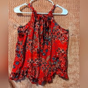 Red Maurices handkerchief pattern tank size small